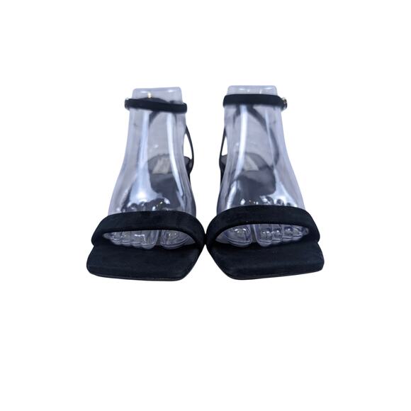 Steve Madden Black Suede Slingback Block Heels Square Toe Sandals Womens 8M EUC - Picture 1 of 12
